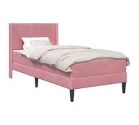 vidaXL Estructura de Cama Rosa 90 x 200 cm Terciopelo, Cama Moderna, Superficie de Terciopelo, Plataforma Elegante, Mueble Rectangular, diseño Minimalista, Dormitorio Chic