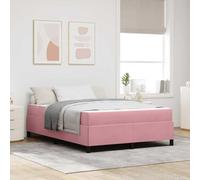 vidaXL Estructura de Cama Rosa y Blanco 140 x 200 cm Terciopelo, Marco de Cama Elegante, diseño Moderno, Soporte Resistente, colchón de Espuma Rectangular, Mueble cómodo para el Dormitorio