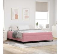vidaXL Estructura de Cama Rosa y Blanco 180 x 200 cm Terciopelo, Marco de Cama Elegante, diseño Moderno, Soporte Resistente, colchón de Espuma Rectangular, Mueble cómodo para el Dormitorio