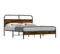 vidaXL Estructura de Cama sin colchón 150x200 cm Madera Roble Ahumado, Muebles de Dormitorio, Cama Doble, armazón de Cama, Cama