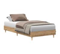 vidaXL Estructura de Cama sin Colchón de Madera de Ingeniería Roble Artesanal 90x190 cm, Base de Cama Individual, Armazón de Cama con Somier de Listones