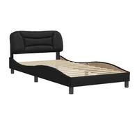 vidaXL Estructura de Cama sin Colchón Hvar, Somier para Colchón, Base de Cama, Mueble Tapizado para Dormitorio, Cuero Sintético Negro 100x203 cm