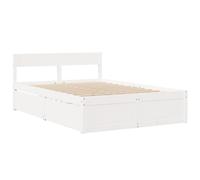 vidaXL Estructura de Cama con cajones Madera de Pino Blanca 135x190 cm, Muebles de Dormitorio, somier, Marco de Cama, Cama, Base de Cama, Cama Doble