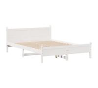 vidaXL Estructura de Cama sin colchón Madera de Pino Blanco 135x190 cm, Marco de Cama, Cama de Matrimonio, Cama de Madera, Marcos de Cama, Cama Doble
