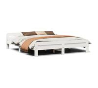 vidaXL Estructura de Cama sin colchón Madera Maciza Blanca 200x200 cm, Cama, Cama Doble, Estructura de Cama de Madera, Cama de Matrimonio