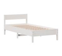 vidaXL Estructura de cama con cabecero, somier de listones, madera pino blanco 90x190 cm