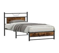 vidaXL Estructura de Cama sin colchón Madera Roble Ahumado 100x200 cm, Muebles de Dormitorio, Cama Individual, armazón de Cama, Cama