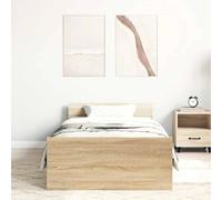 vidaXL Estructura de Cama, Somier de Listones, Armazón Marco de Cama, Mueble para Dormitorio Hogar, Madera Contrachapada Roble Sonoma 90x190 cm