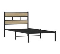 vidaXL Estructura de Cama sin colchón Metal Roble Ahumado 100x190 cm, armazón de Cama, Cama, Muebles de Dormitorio, Marco de Cama, Cama Individual