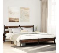 vidaXL Estructura de Cama sin colchón Metal Roble marrón 180x200 cm