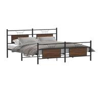 vidaXL Estructura de Cama sin colchón Metal Roble marrón 180x200 cm, armazón de Cama, Cama de Matrimonio, Cama, Cama Doble, Marco de Cama