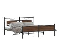 vidaXL Estructura de Cama sin colchón Metal Roble marrón 180x200 cm, armazón de Cama, Cama de Matrimonio, Cama, Cama Doble, Marco de Cama