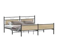 vidaXL Estructura de Cama sin colchón Metal Roble Sonoma 193x203 cm, armazón de Cama, Cama de Matrimonio, Cama, Cama Doble, Marco de Cama