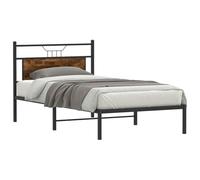 vidaXL Estructura de Cama sin colchón Roble Ahumado 107x203 cm, Muebles de Dormitorio, Cama Individual, armazón de Cama, Cama