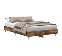 vidaXL Estructura de Cama sin colchón Roble Ahumado 135x190 cm Madera, Muebles de Dormitorio, Base de Cama, Cama Doble, Cama, armazón de Cama