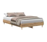 vidaXL Estructura de Cama sin colchón Roble Artesanal 140x190cm Madera, Muebles de Dormitorio, Base de Cama, Cama Doble, Cama, armazón de Cama