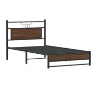 vidaXL Estructura de Cama sin colchón Roble marrón 107x203 cm, Muebles de Dormitorio, Cama Individual, armazón de Cama, Cama