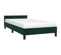 vidaXL Estructura Cama con Cabecero Dormitorio Marco Base Soporte Tapizada Adorno Decoración Habitación Terciopelo Verde Oscuro 90x200 cm
