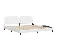 vidaXL Estructura de Cama sin Colchón Zadar, Somier Marco de Listones, Base de Cama Curvada, Mueble para Dormitorio, Cuero Sintético Blanco 200x200 cm