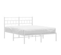 vidaXL Estructura de Cama, Somier con Cabecero, Armazón Marco de Listones de Cama, Mueble para Dormitorio Hogar, Metal Blanca 140X190 cm