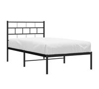 vidaXL Estructura de Cama, Somier con Cabecero, Armazón Marco de Listones de Cama, Mueble para Dormitorio Hogar, Metal Negro 100X190 cm