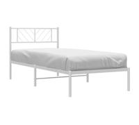 vidaXL Estructura de Cama, Somier con Cabecero, Armazón Marco de Listones de Cama, Mueble para Dormitorio Hogar, Metal Blanco 80X200 cm
