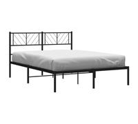 vidaXL Estructura de Cama, Somier con Cabecero, Armazón Marco de Listones de Cama, Mueble para Dormitorio Hogar, Metal Negro 120X190 cm