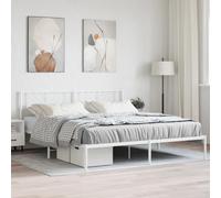 vidaXL Estructura de Cama, Somier con Cabecero, Armazón Marco de Listones de Cama, Mueble para Dormitorio Hogar, Metal Blanco 180X200 cm