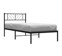 vidaXL Estructura de Cama, Somier con Cabecero, Armazón Marco de Listones de Cama, Mueble para Dormitorio Hogar, Metal Negro 75X190 cm