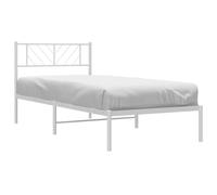 vidaXL Estructura de Cama, Somier con Cabecero, Armazón Marco de Listones de Cama, Mueble para Dormitorio Hogar, Metal Blanco 100X190 cm