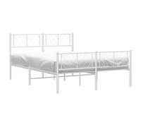 vidaXL Estructura de Cama, Somier con Cabecero y Estribo, Armazón Marco de Listones, Mueble para Dormitorio Hogar, Metal Blanco 150X200 cm