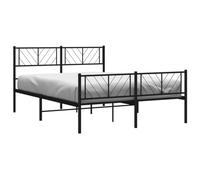 vidaXL Estructura de Cama, Somier con Cabecero y Pie, Armazón Marco de Listones de Cama, Mueble para Dormitorio, Metal Negro 120X190 cm