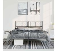 vidaXL Estructura de Cama, Somier con Cabecero y Pie de Cama, Armazón Marco de Listones de Cama, Mueble para Dormitorio, Metal Negro 150X200 cm