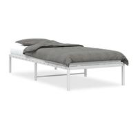 vidaXL Estructura de Cama, Somier de Listones con Almacenaje, Armazón Marco de Cama de Invitados, Mueble para Dormitorio, Metal Blanca 90x200 cm