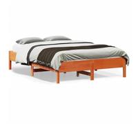 vidaXL Estructura de Cama, Somier de Listones de Invitados, Armazón de Cama, Mueble para Dormitorio, Madera Maciza de Pino Marrón Cera 135x190 cm