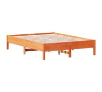 vidaXL Estructura de Cama, Somier de Listones de Invitados, Armazón de Cama, Mueble para Dormitorio, Madera Maciza de Pino Marrón Cera 135x190 cm