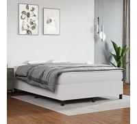 vidaXL Estructura de Cama, Somier de Matrimonio de Listones, Base de Cama Tapizada, Mueble para Dormitorio Hogar, Cuero Sintético Blanco 140x190 cm