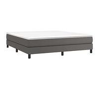 vidaXL Estructura de Cama, Somier de Matrimonio de Listones, Base de Cama Tapizada, Mueble para Dormitorio Hogar, Cuero Sintético Gris 200x200 cm