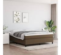 vidaXL Estructura de Cama, Somier de Matrimonio de Listones, Base de Cama Tapizada, Mueble para Dormitorio Hogar, Tela Marrón Oscuro 180x200 cm