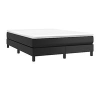 vidaXL Estructura de Cama, Somier de Matrimonio de Listones, Base de Cama Tapizada, Mueble para Dormitorio Hogar, Cuero Sintético Negro 140x200 cm