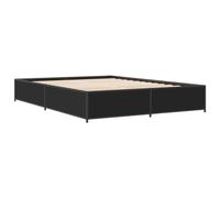 vidaXL Estructura de Cama, Somier Doble de Invitados, Base de Cama, Mueble para Dormitorio, Madera de Ingeniería y Metal Negro 135x190 cm