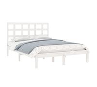vidaXL Estructura de Cama Somier Dormitorio Base Habitación Muebles Mobiliario Hogar Cuarto Descanso Madera Maciza King Size Blanca 150x200 cm