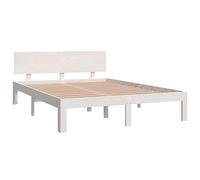 vidaXL Estructura de Cama Somier Dormitorio Matrimonial Base Habitación Muebles Mobiliario Hogar Cuarto Descanso Doble Madera Maciza Blanco 135x190 cm