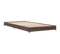 vidaXL Estructura de Cama, Somier Individual de Invitados, Base de Cama, Mueble para Dormitorio, Madera de Ingeniería Metal Roble Marrón 75x190 cm