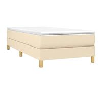 vidaXL Estructura de Cama, Somier Individual de Listones, Base de Cama Tapizada, Mueble para Dormitorio Hogar, Tela Color Crema 90x200 cm
