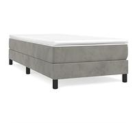 vidaXL Estructura de Cama, Somier Individual de Listones, Base de Cama Tapizada, Mueble para Dormitorio Hogar, Terciopelo Gris Claro 90x200 cm