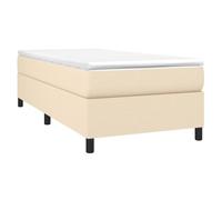 vidaXL Estructura de Cama, Somier Individual de Listones, Base de Cama Tapizada, Mueble para Dormitorio Hogar, Tela Color Crema 90x190 cm