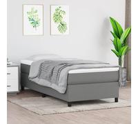 vidaXL Estructura de Cama, Somier Individual de Listones, Base de Cama Tapizada, Mueble para Dormitorio Hogar, Tela Gris Oscura 90x200 cm
