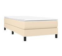 vidaXL Estructura de Cama, Somier Individual de Listones, Base de Cama Tapizada, Mueble para Dormitorio Hogar, Tela Color Crema 90x190 cm