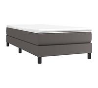 Estructura de cama sin colchón cuero sintético gris 90x190 cm